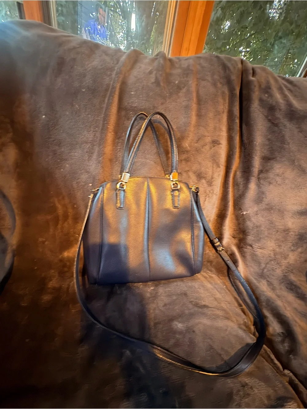 Coach Black Pebble Leather Satchel with Removable Strap